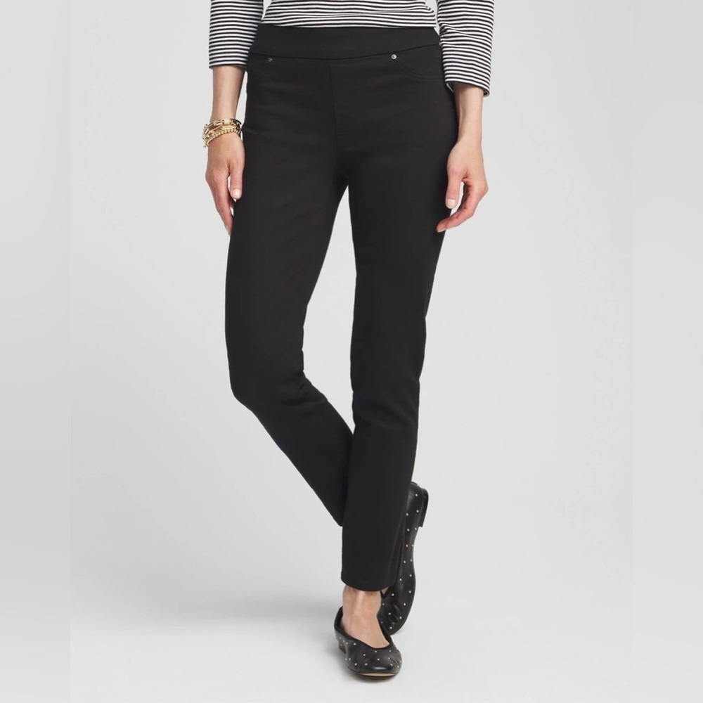 CHICOS Studded Hem Pull-On Ankle Jeggings, Like New